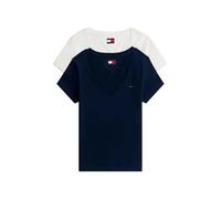 Tommy Jeans Dw0dw21367 Short Sleeve V Neck T-shirt 2 Units White,Blue 2XS Woman