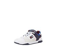 Tommy Jeans EM0EM01042 Men's Shoes White Leather Sneakers Sport Casual Retro ba Hilfiger Skate Basket 43, White, 9.5 UK