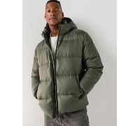 Tommy Jeans Essential Down Hooded Long Quilted Jacket, Khaki, Size L, Men Khaki