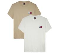 Tommy Jeans Essential Flag Slim Fit Short Sleeve T-shirt 2 Units Beige,White XL Men