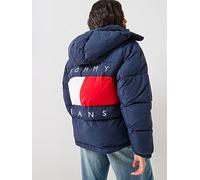 Tommy Jeans Hooded Flag Puffer Coat, Blue, Size M, Women Blue