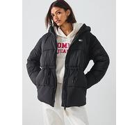 Tommy Jeans Hooded Midi Puffer Jacket, Black, Size Xs, Women Black