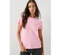 Tommy Jeans Logo Jersey Crew Neck T-shirt, Pink, Size L, Women Pink