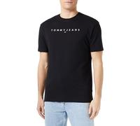 Tommy Jeans Men Reg Linear Logo Tee Ext S/S T-Shirts, Black, XS