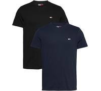 Tommy Jeans Men’s 2 Pack Extra Slim Cotton Jersey Short Sleeve T-Shirts, Multicolor (Black/Dark Night Navy), S