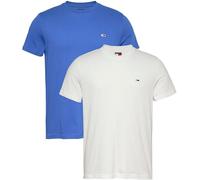 Tommy Jeans Men’s 2 Pack Extra Slim Cotton Jersey Short Sleeve T-Shirts, Multicolor (Ecru/Tempo Blue), 2XL