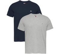 Tommy Jeans Men’s 2 Pack Extra Slim Cotton Jersey Short Sleeve T-Shirts, Multicolor (Grey HTR/Dark Night Navy), XS