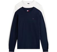 Tommy Jeans Men’s 2 Pack Round Neck Slim Long Sleeve Tops, Multicolor (Dark Night Navy/Ecru), XXL