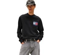 Tommy Jeans Men’s Flag Crew Round Neck Sweatshirt, Black (Black), XL