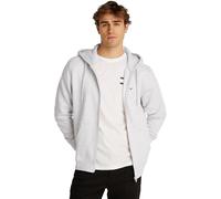 Tommy Jeans Men’s Flag Fleece Zip Through Hoodie, Grey (Silver Grey Heather), 3XL