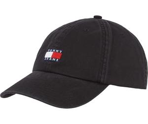 Tommy Jeans Men’s Heritage 6 Panels Cap with Logo, Black (Black), One Size