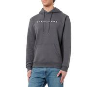 Tommy Jeans Men’s Linear Logo Hoodie, Grey (Washed Black), XS