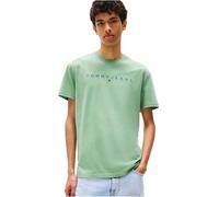 Tommy Jeans Men’s Linear Logo Short Sleeve Cotton T-Shirt, Green (Cloudy Jade Multi), M