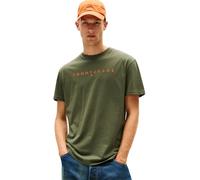 Tommy Jeans Men’s Linear Logo Short Sleeve Cotton T-Shirt, Green (Pewter Green Multi), XXL