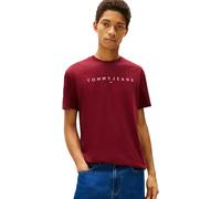 Tommy Jeans Men’s Linear Logo Short Sleeve Cotton T-Shirt, Red (Red Wine Multi), M