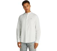 Tommy Jeans Men’s Linen Mix Collarless Shirt, White (Ecru Stripes), S