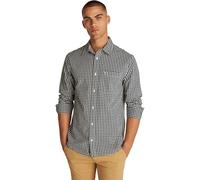 Tommy Jeans Men’s Poplin Check Long Sleeve Shirt, Black (Black), XS