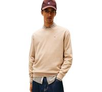Tommy Jeans Men’s Round Neck Regular Fit Flag Fleece Sweatshirt, Beige (Coastal Taupe), S