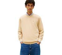 Tommy Jeans Men’s Round Neck Regular Fit Flag Fleece Sweatshirt, Beige (Gentle Gold), L