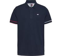 Tommy Jeans Men’s Short Sleeve Flag Cuff Slim Fit Polo Shirt, Blue (Dark Night Navy), M