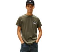 Tommy Jeans Men’s Short Sleeve Round Neck Slim Font Play T-Shirt, Green (Pewter Green), M