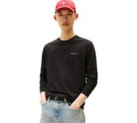 Tommy Jeans Men’s Slim Chest Linear Cotton Long Sleeve Top, Black (Black), XL