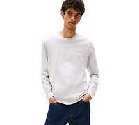 Tommy Jeans Men’s Slim Chest Linear Cotton Long Sleeve Top, Grey (Lt Grey Htr), XL
