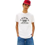 Tommy Jeans Men’s T-Shirt Short Sleeve Gym with Round Neckline, White (Ecru), S