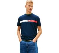 Tommy Jeans Men’s T-Shirt Short Sleeve Signature Stripe in Cotton, Blue (Dark Night Navy), S