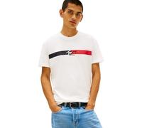 Tommy Jeans Men’s T-Shirt Short Sleeve Signature Stripe in Cotton, White (Ecru), M
