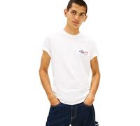 Tommy Jeans Men’s T-Shirt Short Sleeve Slim Sign Chest with Logo, White (Ecru), XL