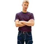 Tommy Jeans Men’s T-Shirt Short Sleeve Stripe with Logo, Multicolor (Dark Night Navy Stripe), 4XL