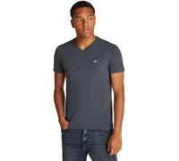Tommy Jeans Men’s V-Neck Short Sleeve Jaspe T-Shirt, Blue (Dark Night Navy HTR), XL