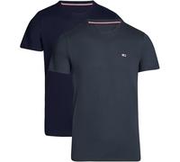 Tommy Jeans Men's 2 Pack Short Sleeve Cotton T-shirts, Blue (New Charcoal / Dark Night Navy), XS