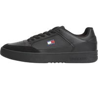 Tommy Jeans Men's Court Trainers Basket in Leather, Black (Black), 6.5