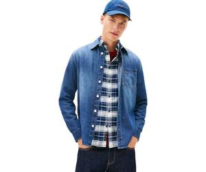 Tommy Jeans Men's Denim Shirt Regular Fit with Chest Pocket, Blue (Denim Dark), L