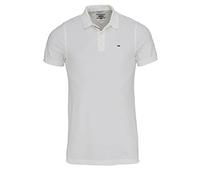 Tommy Jeans Men's Original Fine Pique Polo Shirt, White (Classic White 100), XS UK