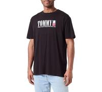 Tommy Jeans Men's Regular Flag Large Logo Short Sleeve T-Shirt, Black (Black), XS