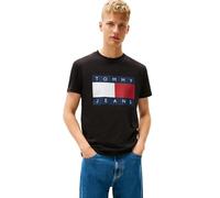 Tommy Jeans Men's Short Sleeve Cotton Graphic T-Shirts with Big Flag Logo Design, Black, Medium