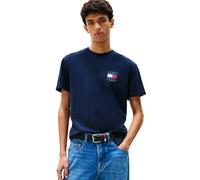 Tommy Jeans Men's Short Sleeve Cotton Graphic T-Shirts with Printed Flag Design, Dark Night Navy, Large