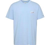 Tommy Jeans Men's Short-Sleeve T-Shirt Classic Small Flag Crew Neck, Blue (Chambray Blue), XS
