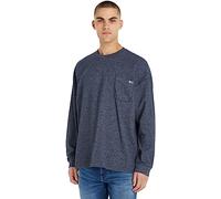 Tommy Jeans Men's Sweatshirt Relaxed Waffle without Hood, Blue (Twilight Navy), S