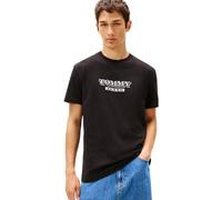 Tommy Jeans Men's T-Shirt Short Sleeve Bills Font with Round Neck, Black (Black), M