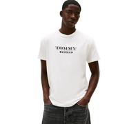 Tommy Jeans Men's T-Shirt Short Sleeve Bills Font with Round Neck, White (Ecru), M
