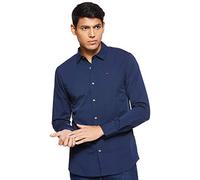 Tommy Jeans Men's Tjm Original Stretch Shirt Dm0dm04405 L/S Shirts / Woven Tops, Blue (Black Iris 002), XL