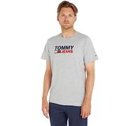 Tommy Jeans Men's Tjm Reg Corp Logo Tee Dm0dm15379 S/S T-Shirts, Lt Grey Htr, XS