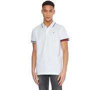 Tommy Jeans Men's Tjm Reg Flag Cuffs Polo S/S Polos, White, S