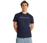 Tommy Jeans Mens TJM Reg Linear Logo Tee Ext Dm0dm20744 S/S T-Shirt, Blue (Dark Night Navy), XS UK