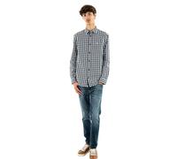 Tommy Jeans Men's TJM REG POPLIN CHECK SHIRT DM0DM19655, Blue (Dark Night Navy Small Check), L