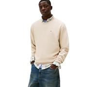 Tommy Jeans Men’s Round Neck Regular Fit Flag Fleece Sweatshirt, Black (Gulf Sand), XL